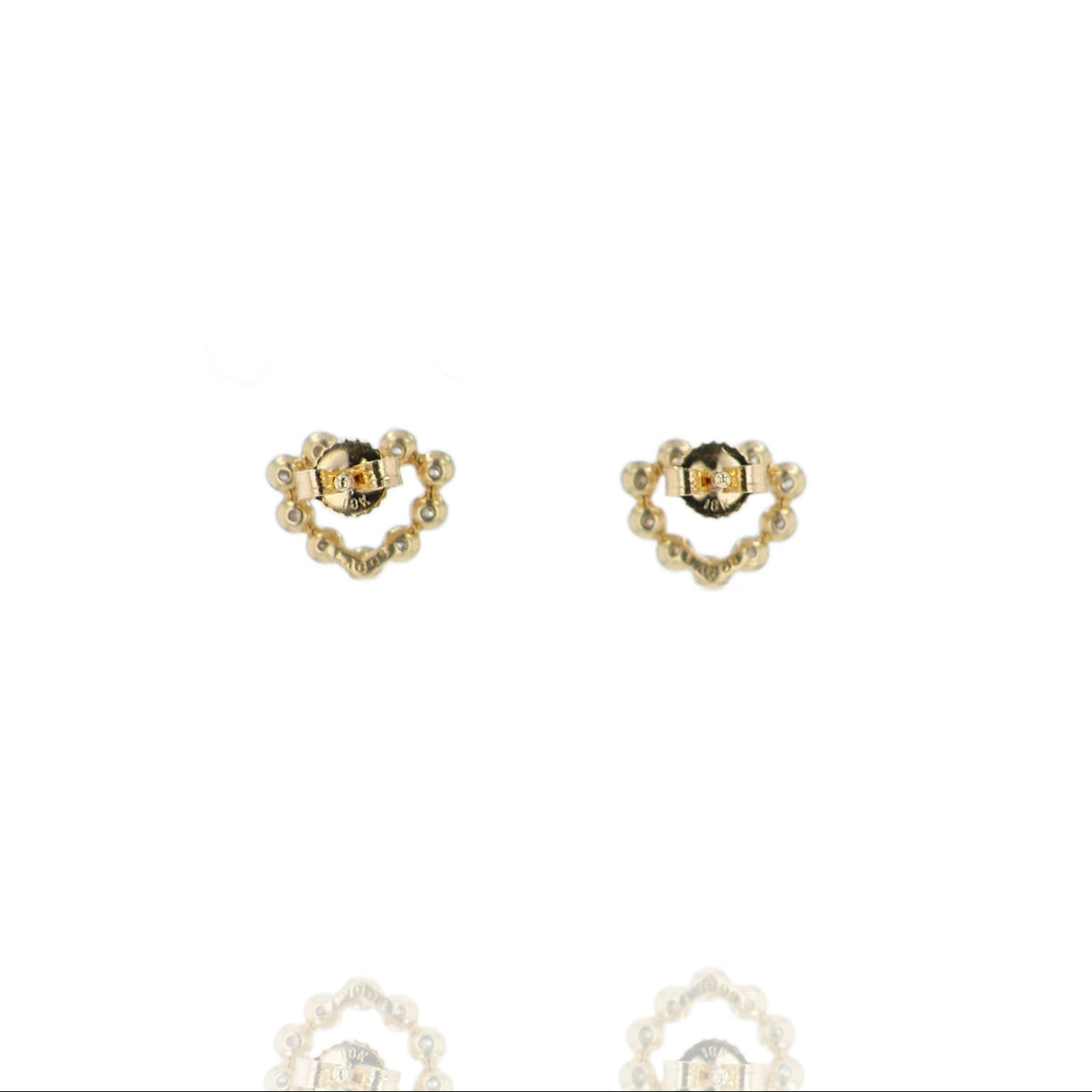 Estate Lagos 18k Yellow Gold and Diamond Heart Design Earrings