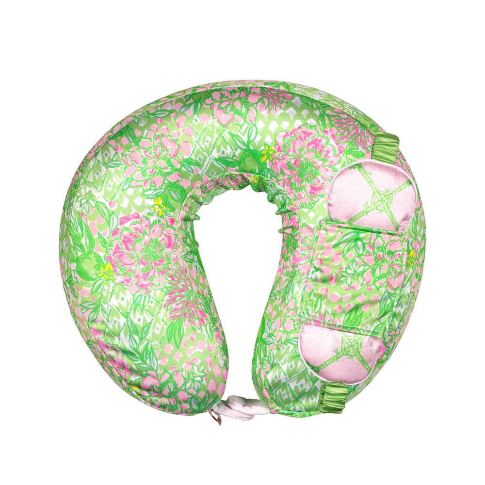 Lilly Pulitzer Neck Pillow and Eye Mask-Lime Feeling Good