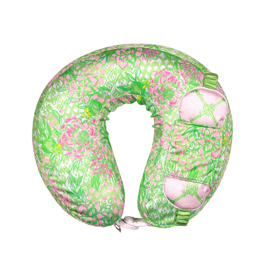 Lilly Pulitzer Neck Pillow and Eye Mask-Lime Feeling Good