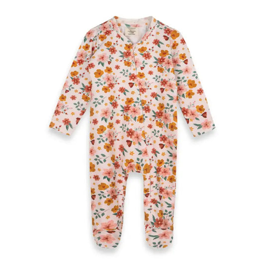 Viverano Organics Summer Floral Zipper Baby Footie