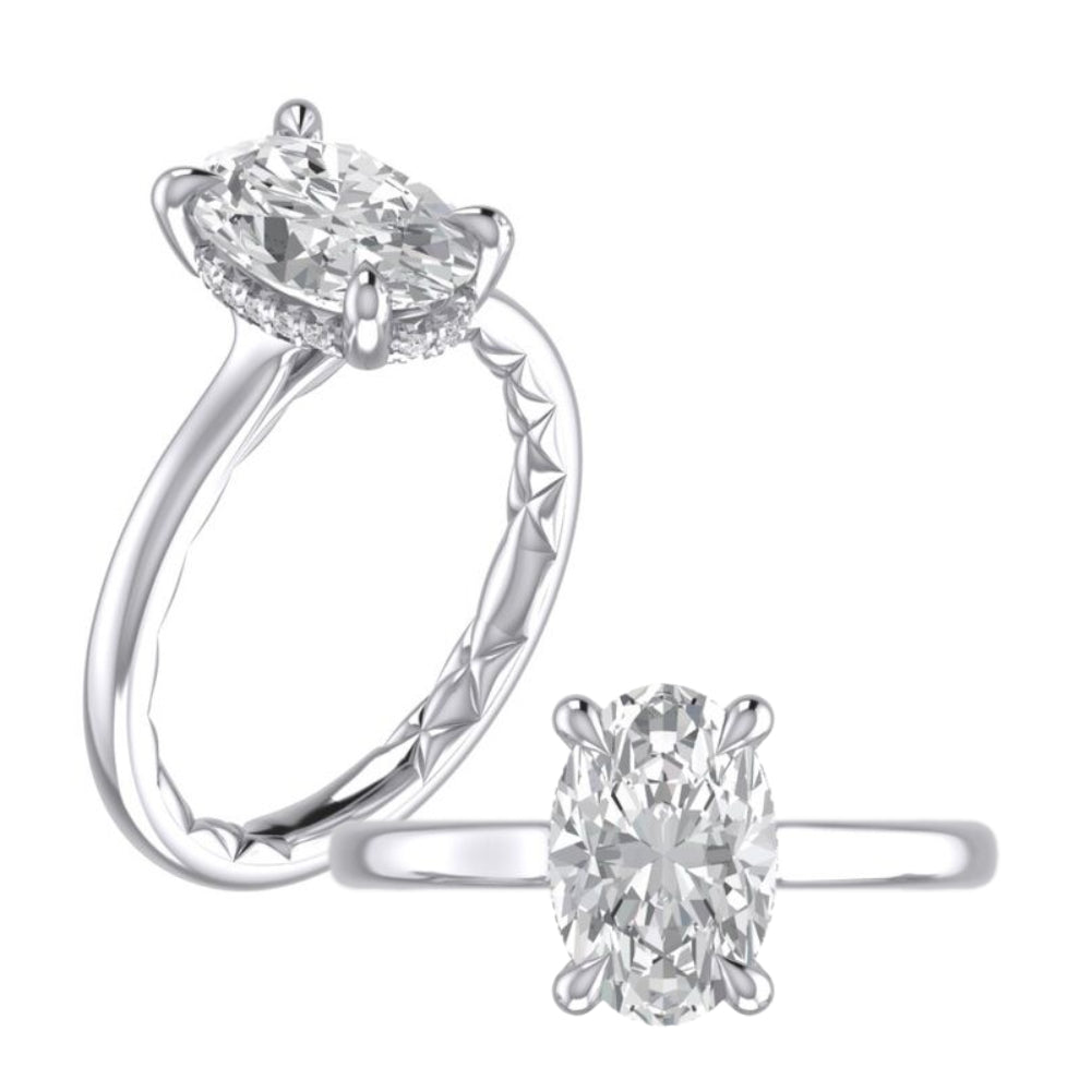 A. Jaffe Platinum Oval Center Diamond Engagement Ring With Hidden Halo