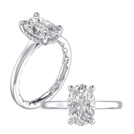 A. Jaffe Platinum Oval Center Diamond Engagement Ring With Hidden Halo