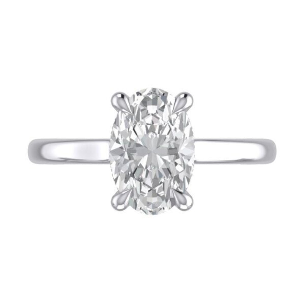 A. Jaffe Platinum Oval Center Diamond Engagement Ring With Hidden Halo