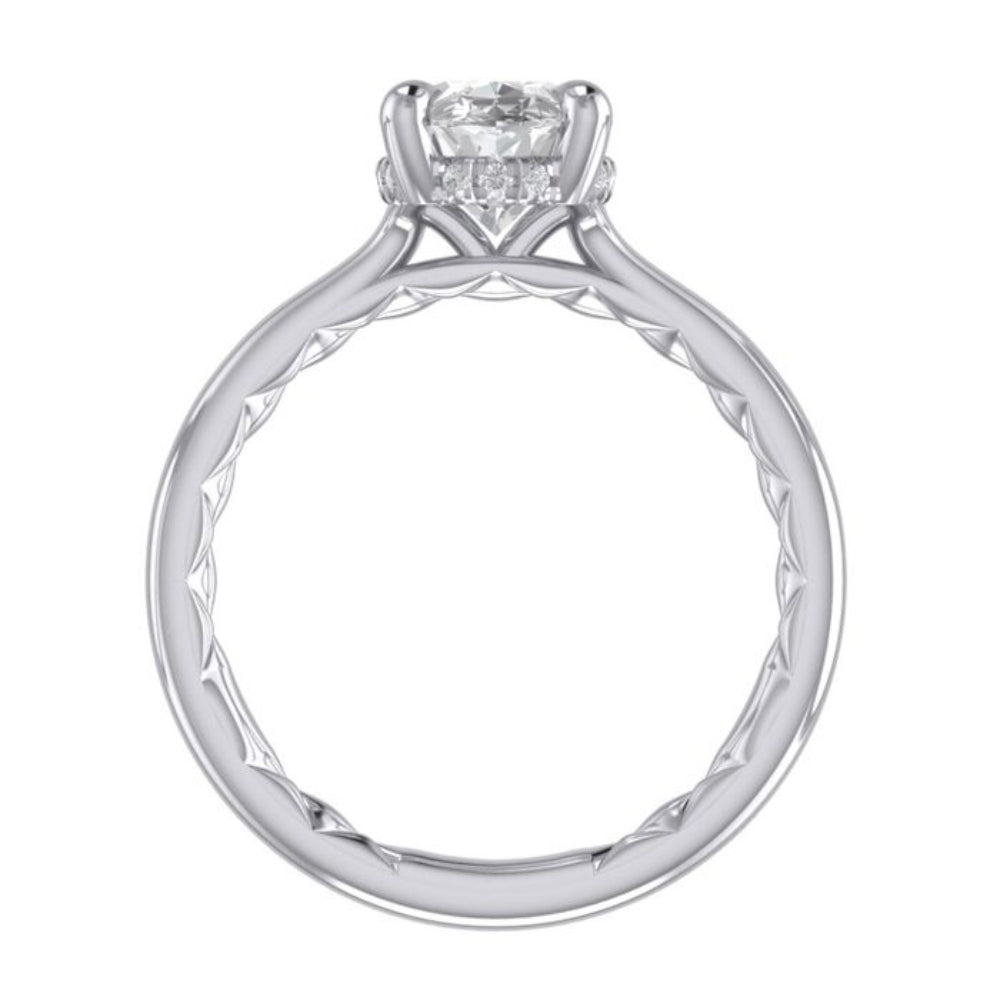 A. Jaffe Platinum Oval Center Diamond Engagement Ring With Hidden Halo