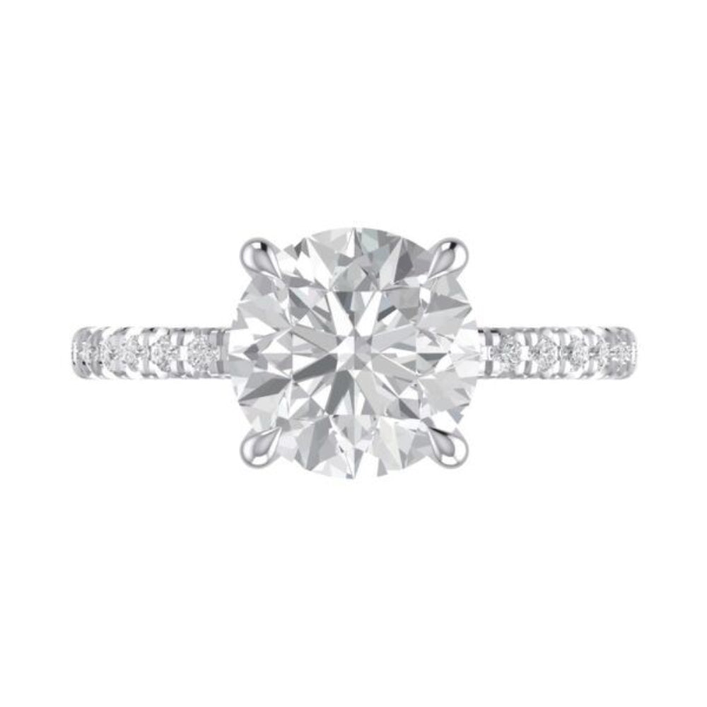 A. Jaffe Platinum Round Center Diamond 3/4th Around Engagement Ring With Hidden Halo