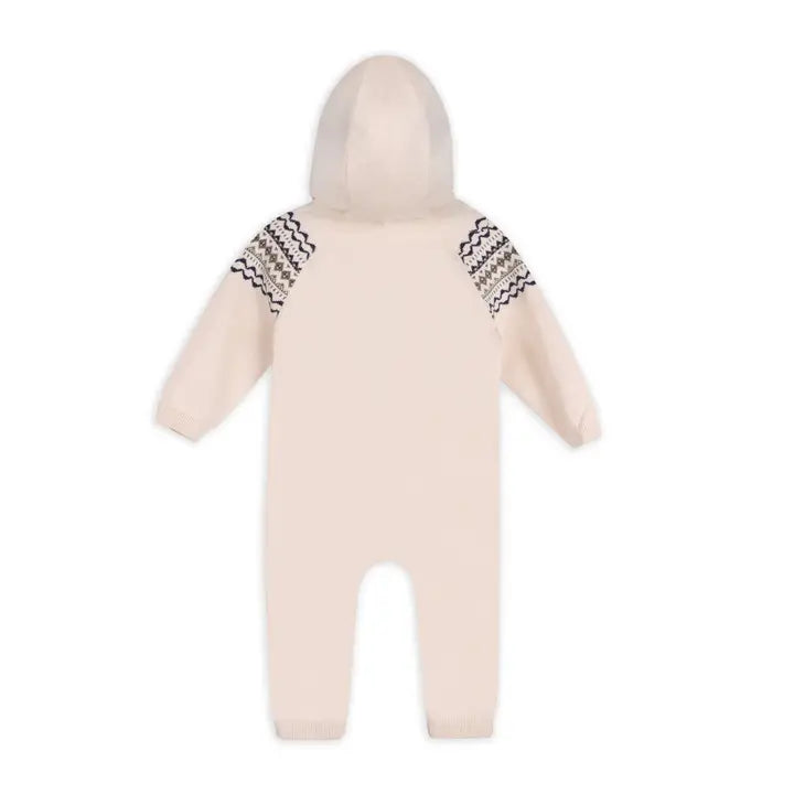 Viverano Organics Fair Isle Jacquard Sweater Knit Baby Hooded Jumpsuit
