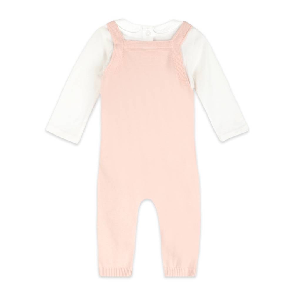 Viverano Organics Lamb Cozy Knit Baby Overall Set - Sweet Pink (Organic Cotton)