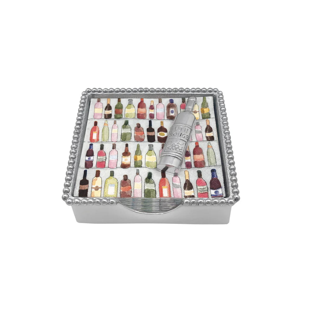 Mariposa Wine Bottle Beaded Napkin Box