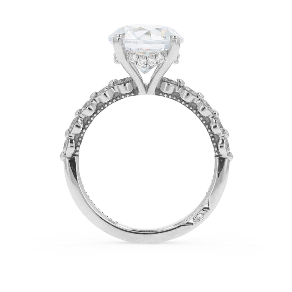 Tacori 18k Gold Sculpted Crescent Round Diamond Hidden Halo Engagement Ring