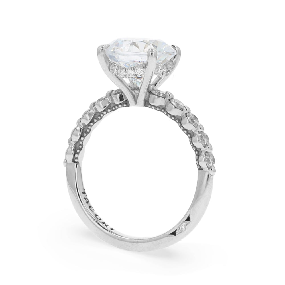 Tacori 18k Gold Sculpted Crescent Round Diamond Hidden Halo Engagement Ring