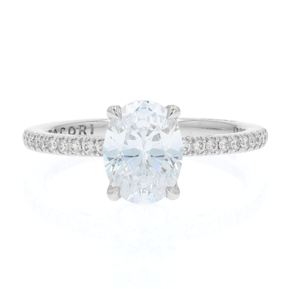 Tacori Platinum Simply Tacori Oval Diamond Halfway Engagement Ring