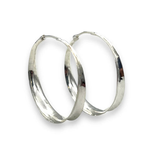 Sterling Silver Hammered Concave Hoop Earrings