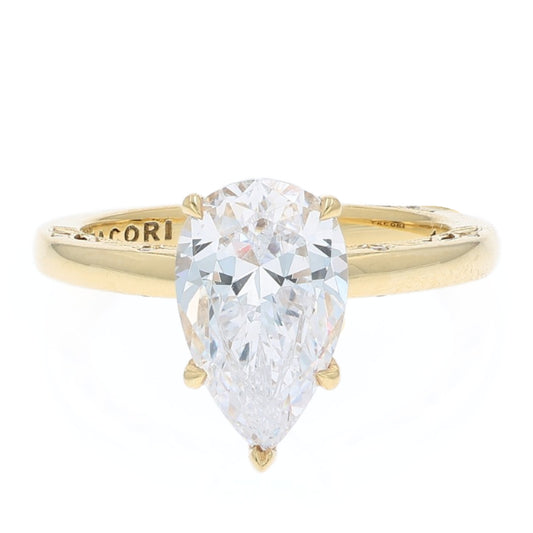 Tacori 18k Gold Dantela Collection Pear Shape Diamond Engagement Ring