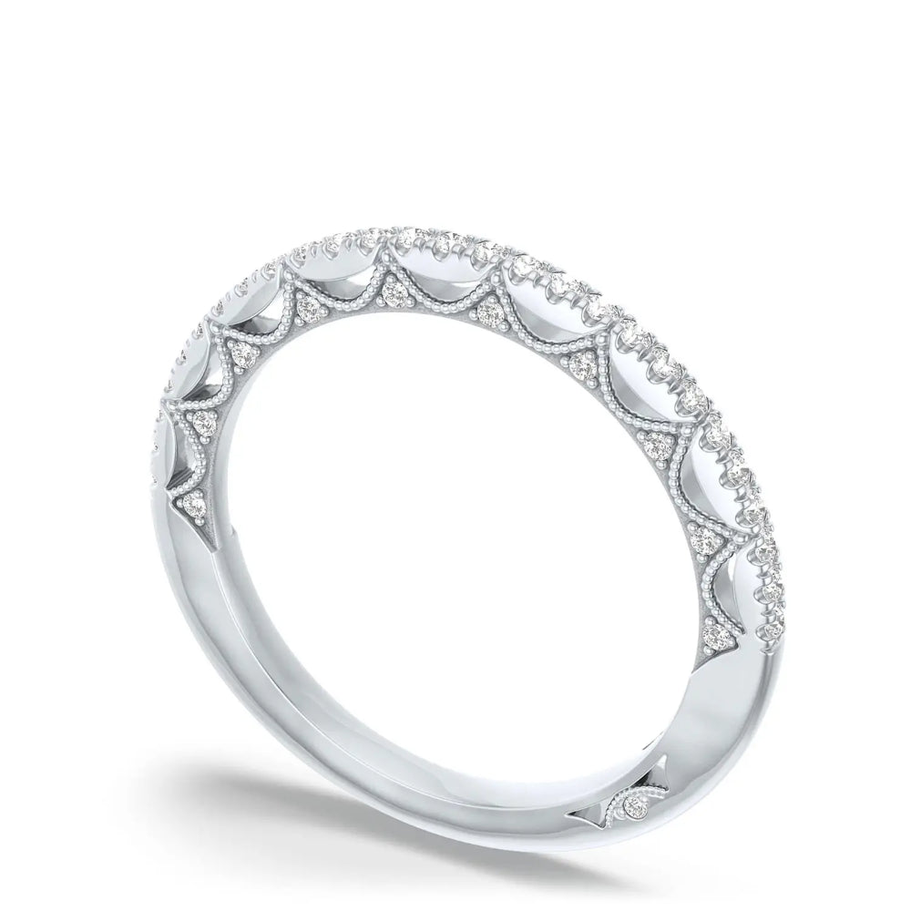 Tacori 18k Lunetta Crescent French Pavé Diamond Wedding Band