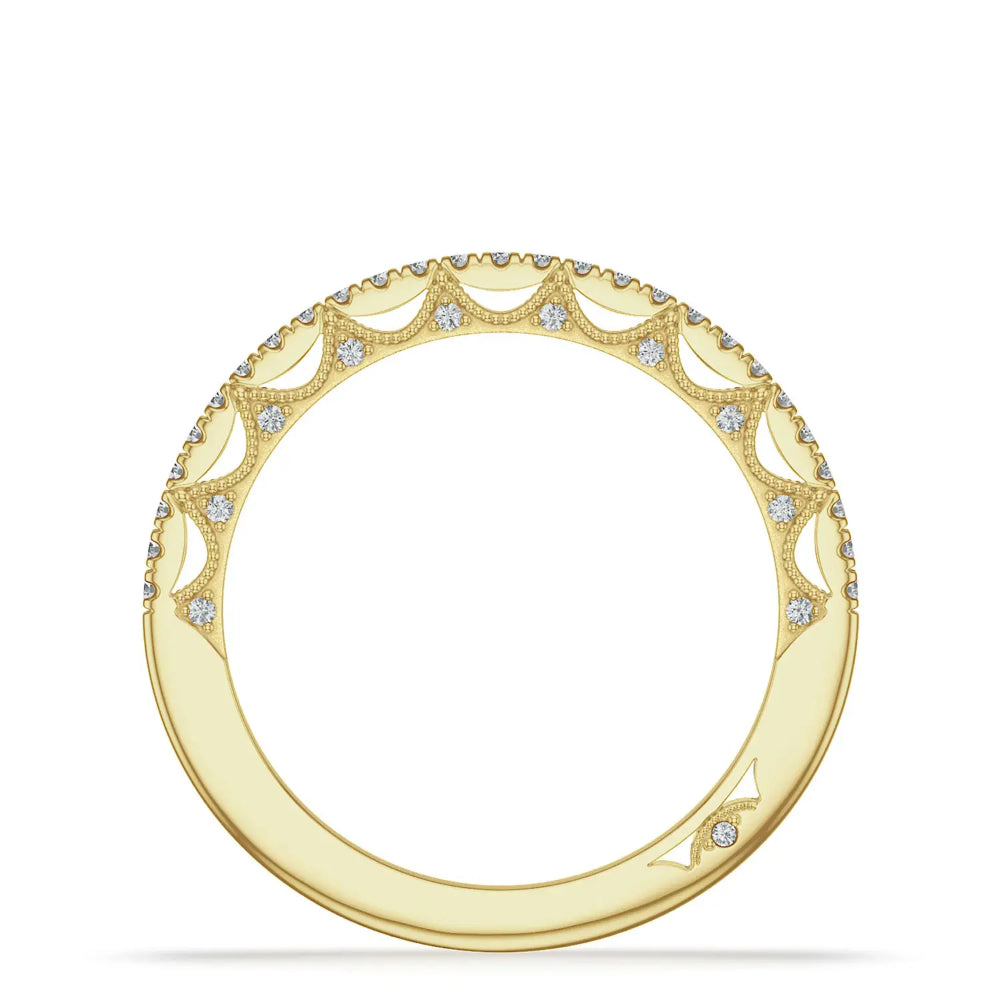 Tacori 18k Lunetta Crescent French Pavé Diamond Wedding Band