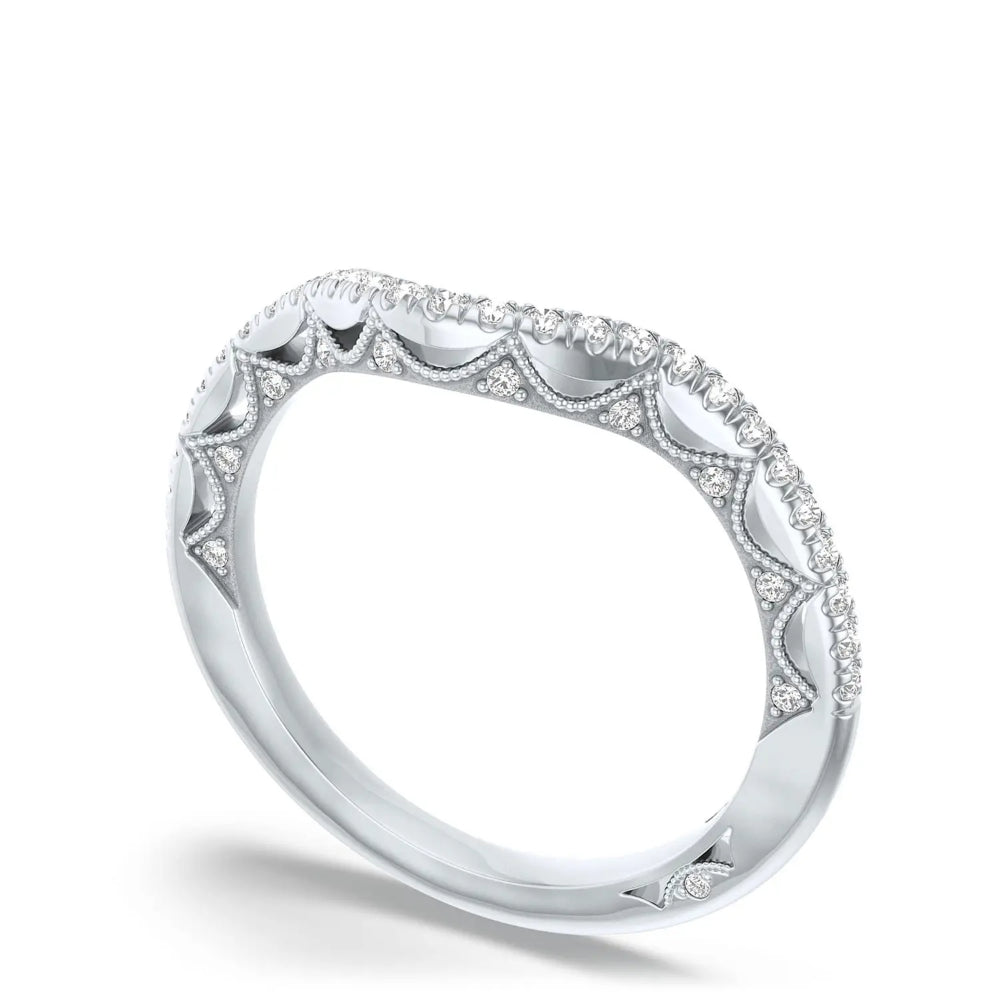 Tacori 18k Lunetta Crescent French Pavé Diamond Contour Wedding Band –  Smyth Jewelers