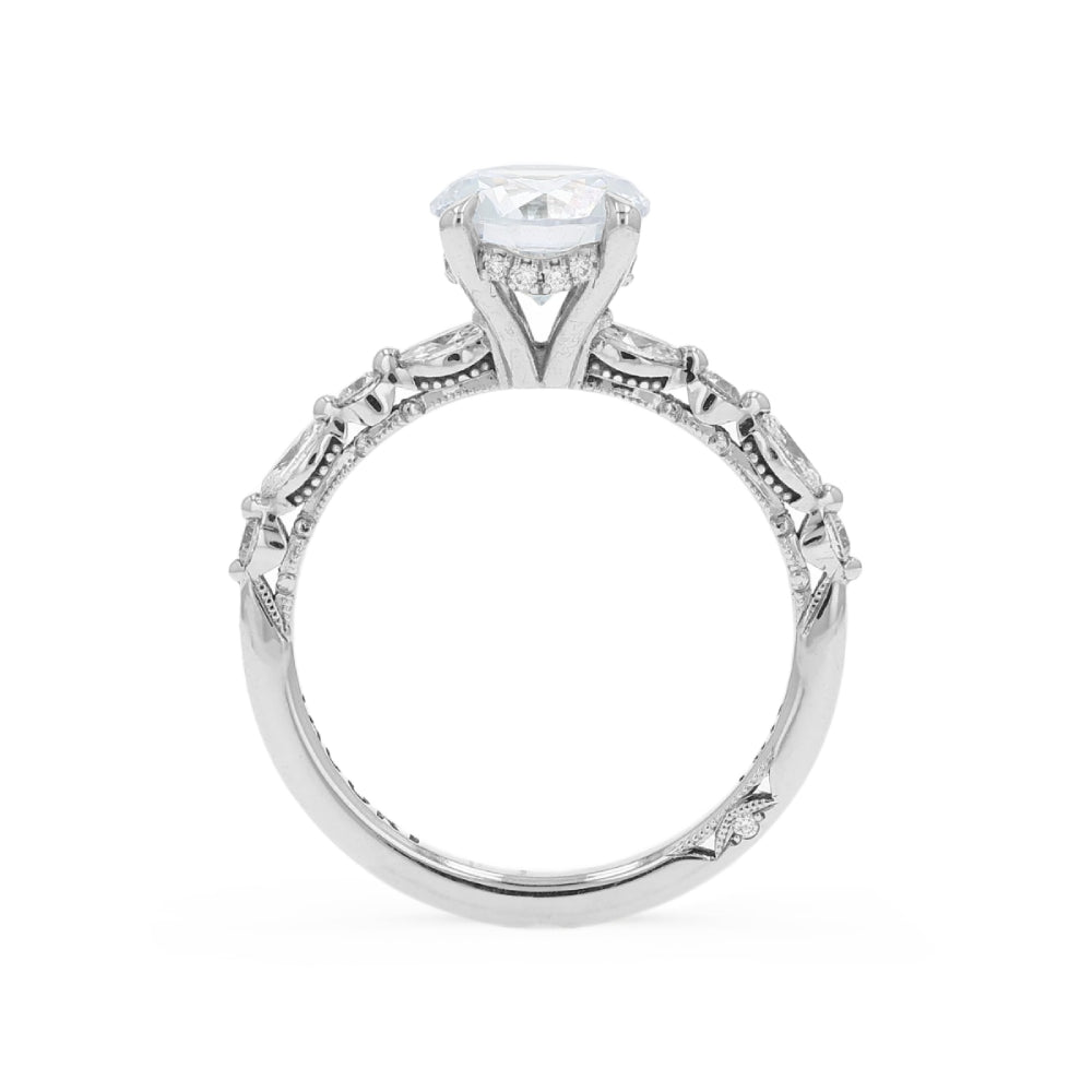 Tacori 18k Gold Sculpted Crescent Round Diamond Halfway Engagement Ring