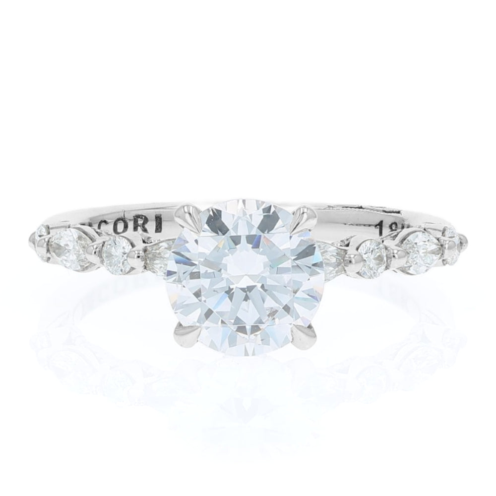 Tacori 18k Gold Sculpted Crescent Round Diamond Halfway Engagement Ring