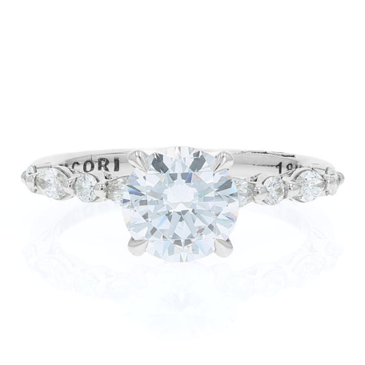 Tacori 18k Gold Sculpted Crescent Round Diamond Halfway Engagement Ring