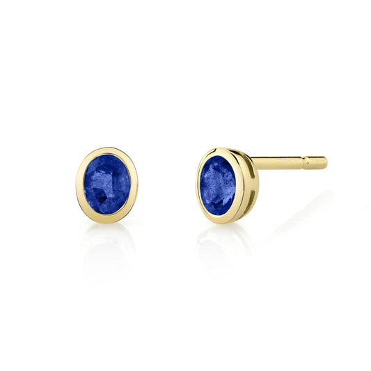 14k Gold Bezel Set Sapphire Studs