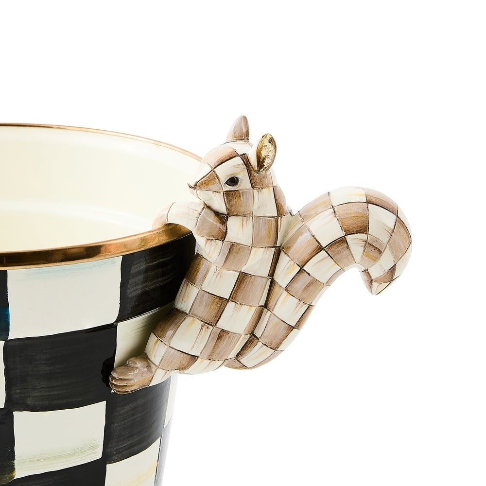 MacKenzie-Childs Mocha Check Squirrel Pot Climber