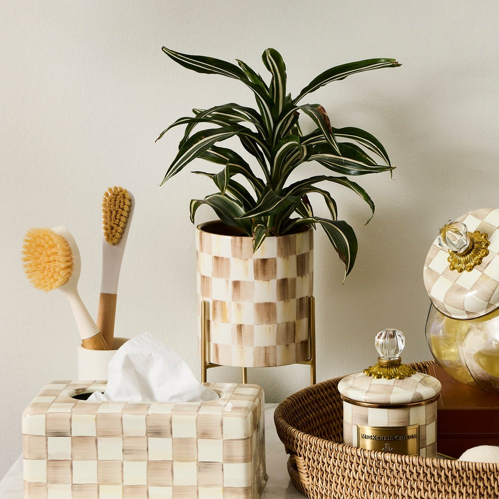 MacKenzie-Childs Mocha Check Tabletop Planter
