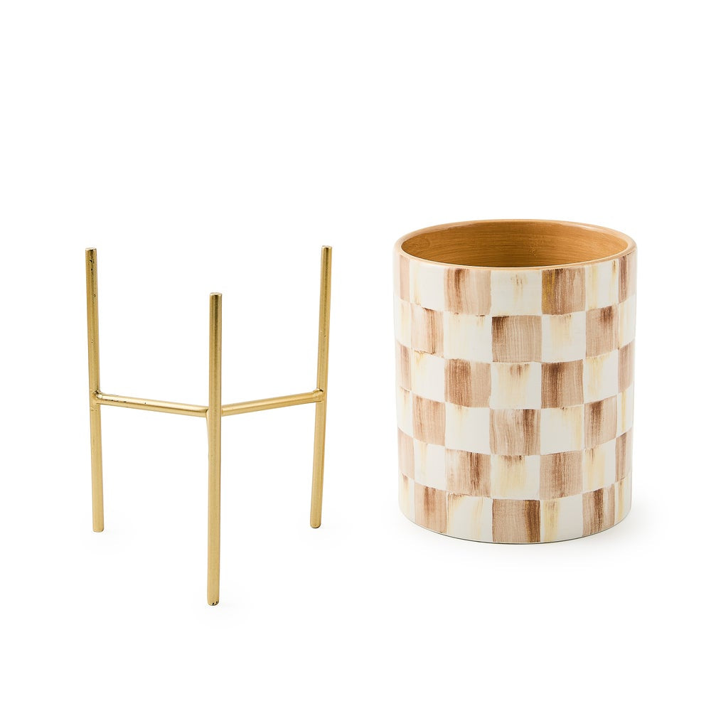 MacKenzie-Childs Mocha Check Tabletop Planter