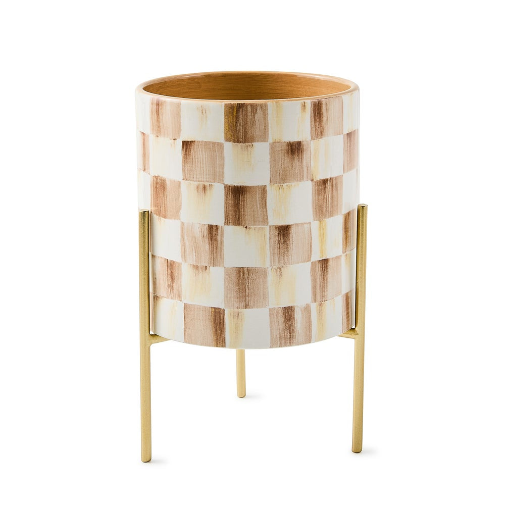 MacKenzie-Childs Mocha Check Tabletop Planter