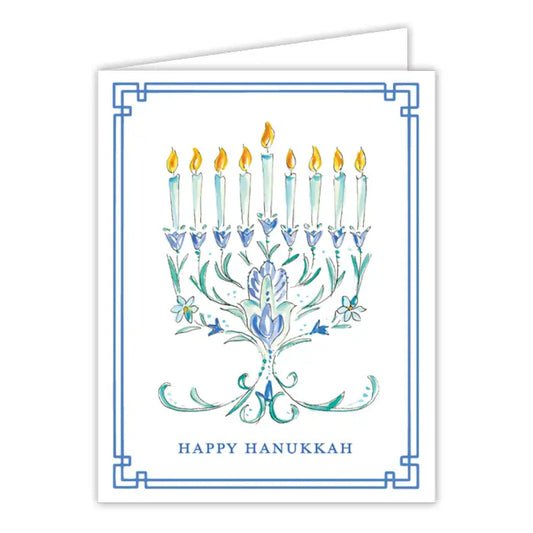 RosanneBeck Collections Happy Hanukkah Handpainted Menora Greeting Card