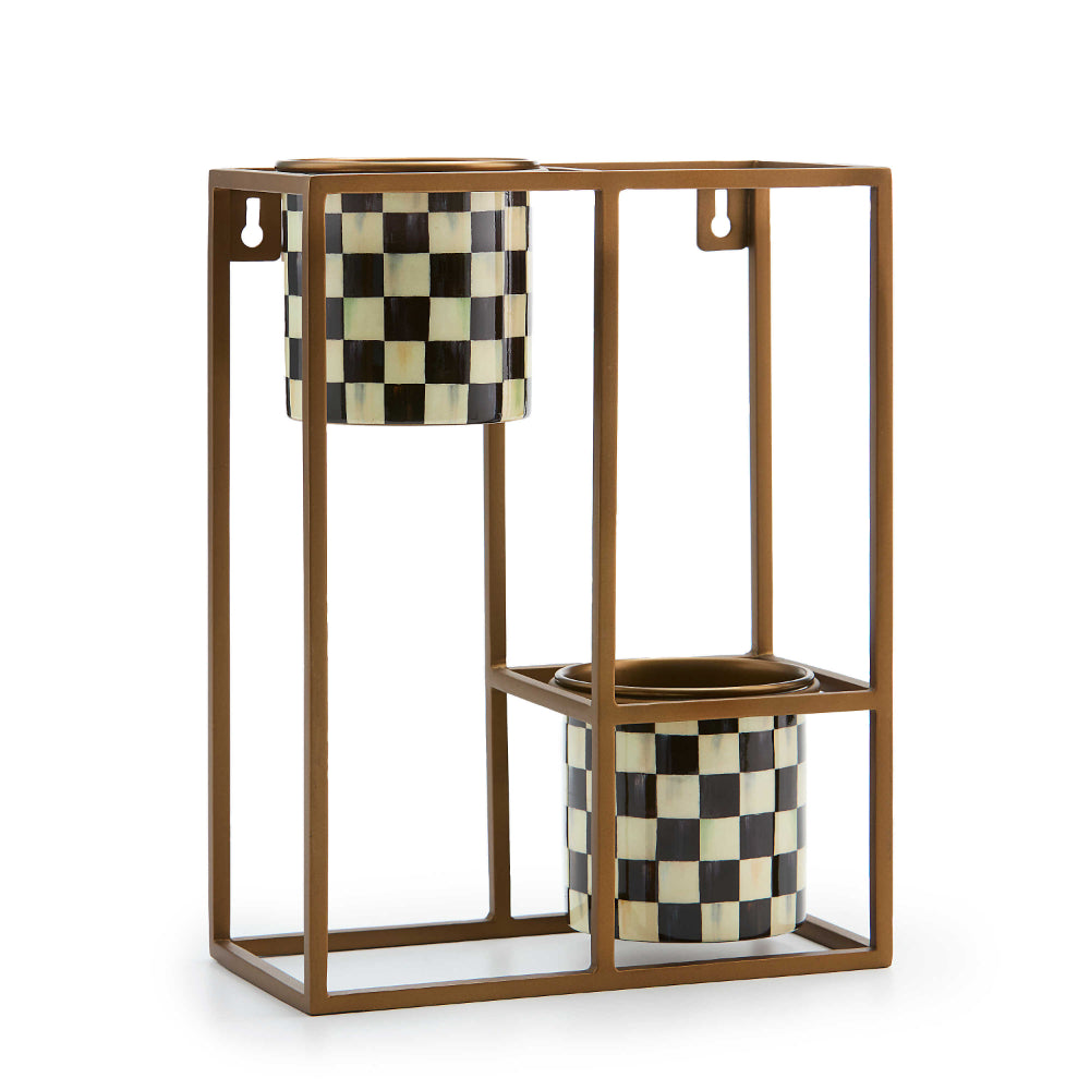 metal stands for hanging plants MacKenzie-Childs Courtly Check Small Hanging Plant Stand