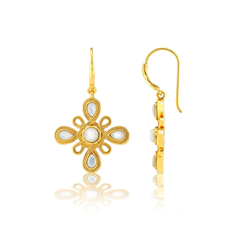 Capucine De Wulf Monique Gem Dangle Earrings in Mother of Pearl