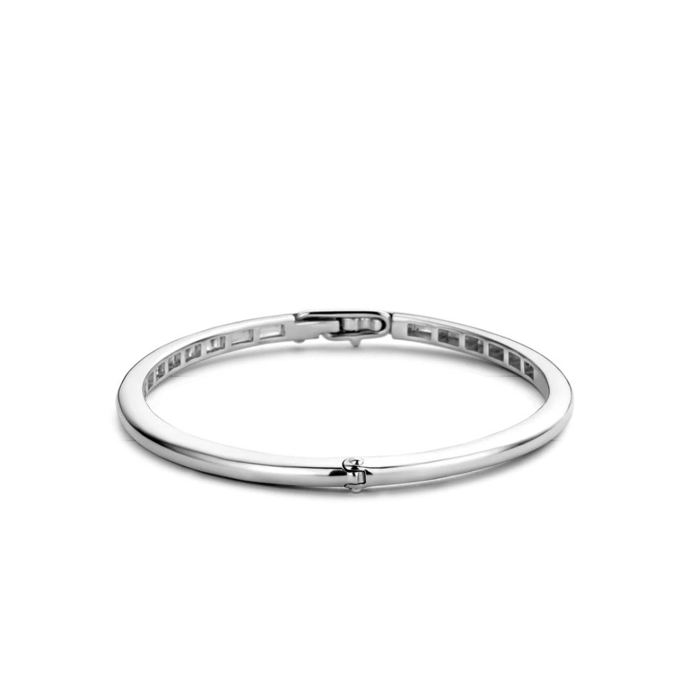 Ti Sento Sterling Silver Hinged Bangle Bracelet