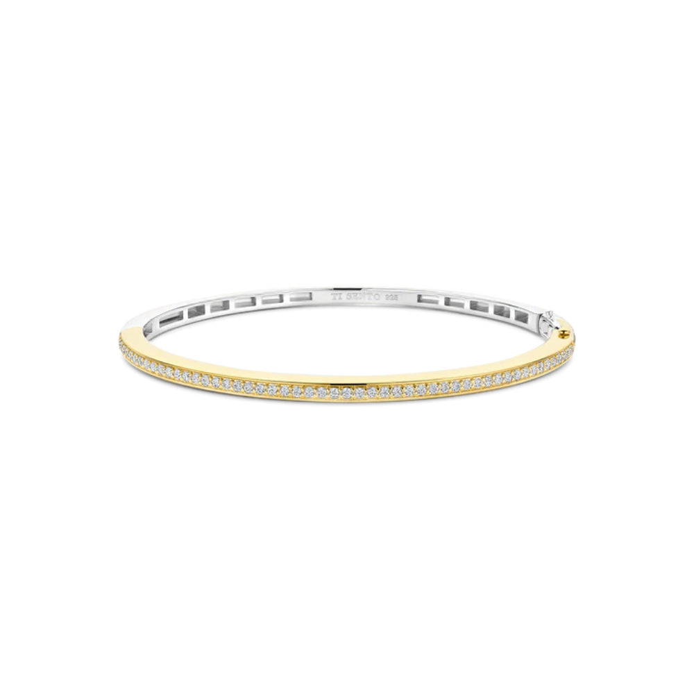 Ti Sento 18k Gold-Plated Bangle Bracelet with Zirconia