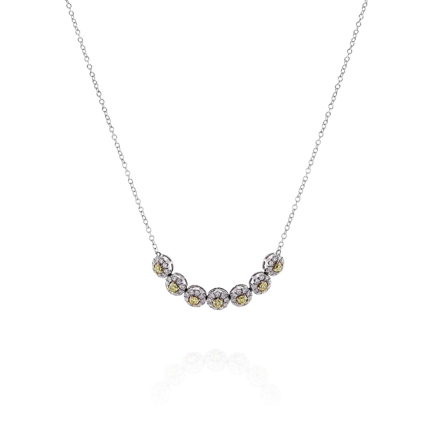 18k Two-Tone 16" Multi-Halo Yellow and White Diamond Pendant