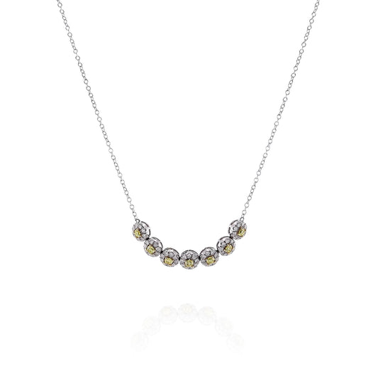 18k Two-Tone 16" Multi-Halo Yellow and White Diamond Pendant