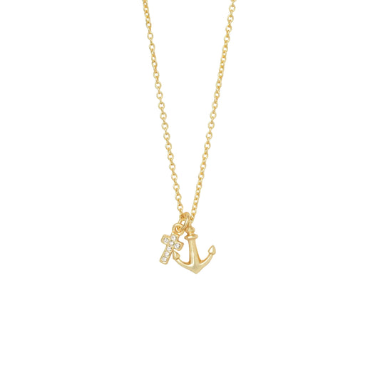 Spartina Sea La Vie It Is Well/Cross Anchor Necklace