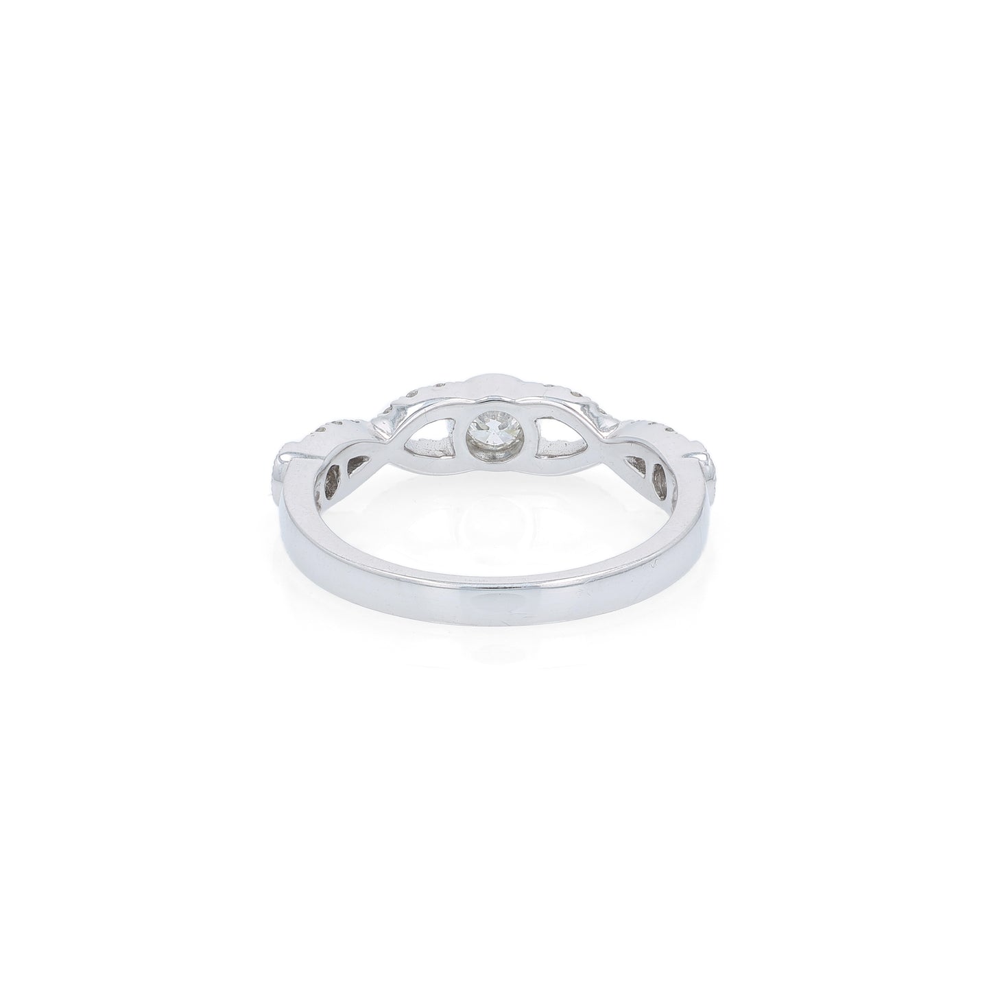 White gold ring with a diamonds on a white background