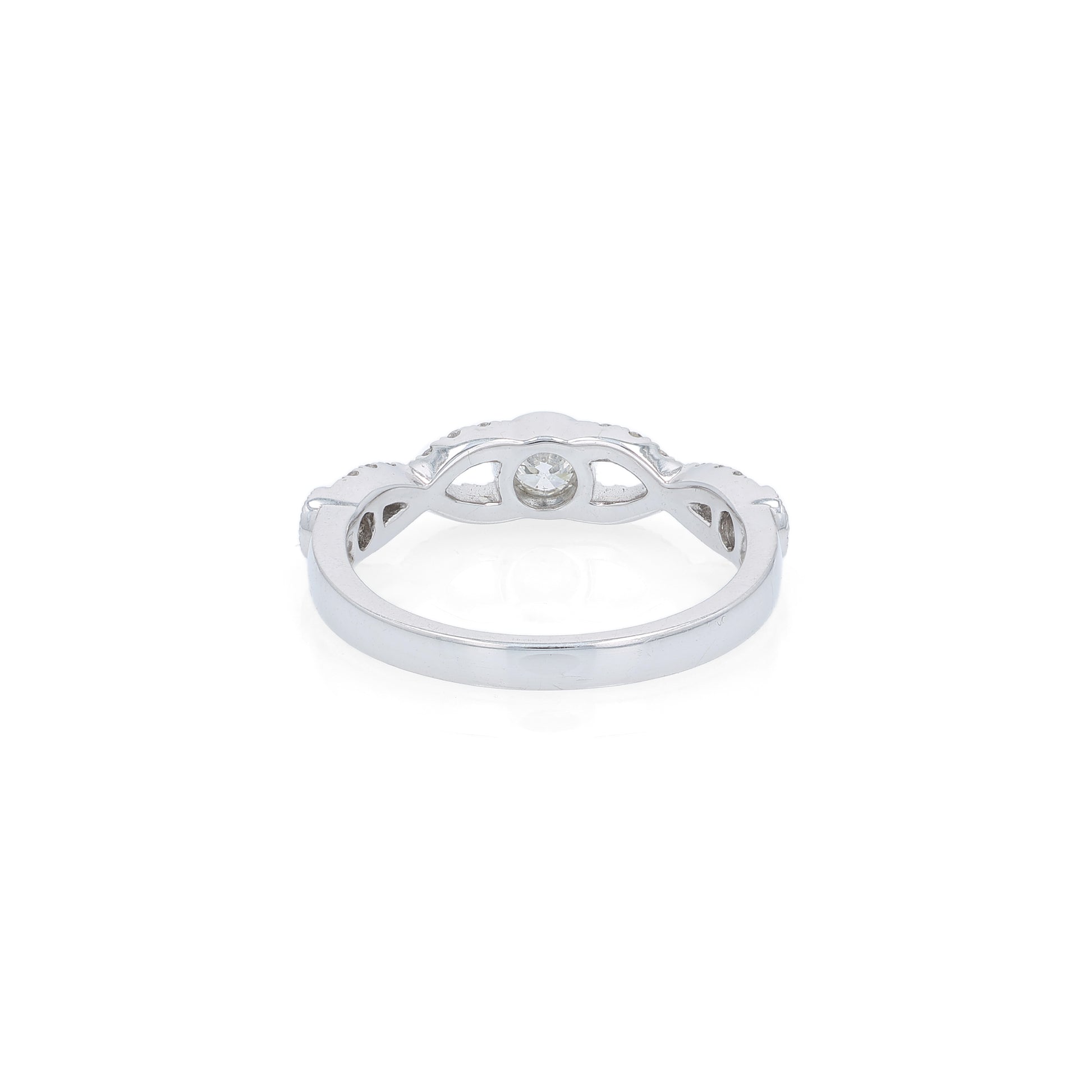 White gold ring with a diamonds on a white background