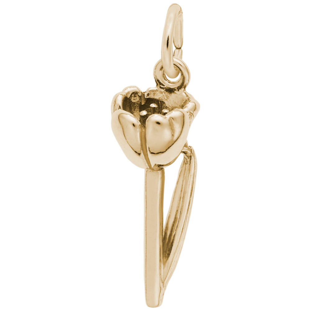 Gold tulip flower pendant on a white background