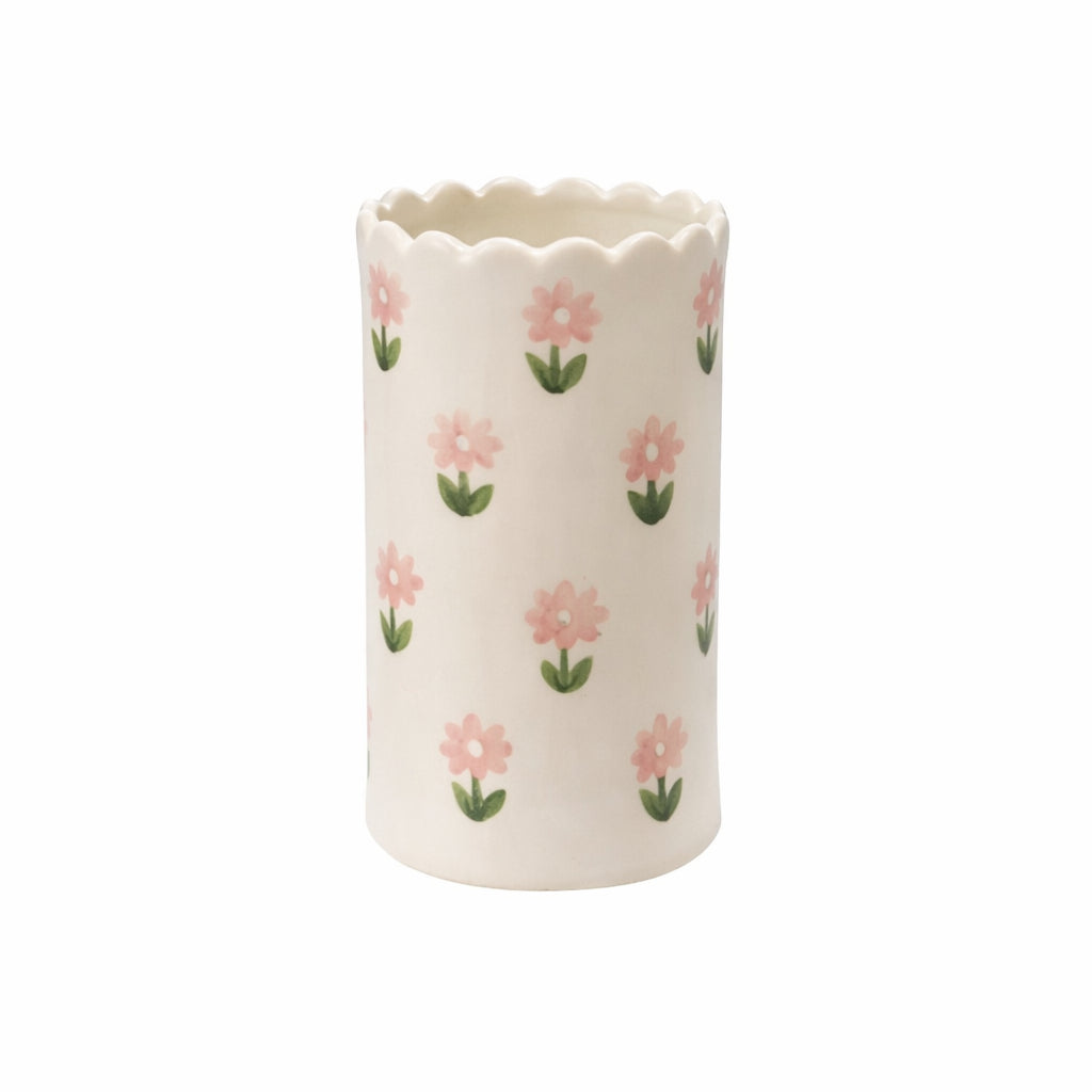 Hazel Mazel Stoneware Vase with Scalloped Edge