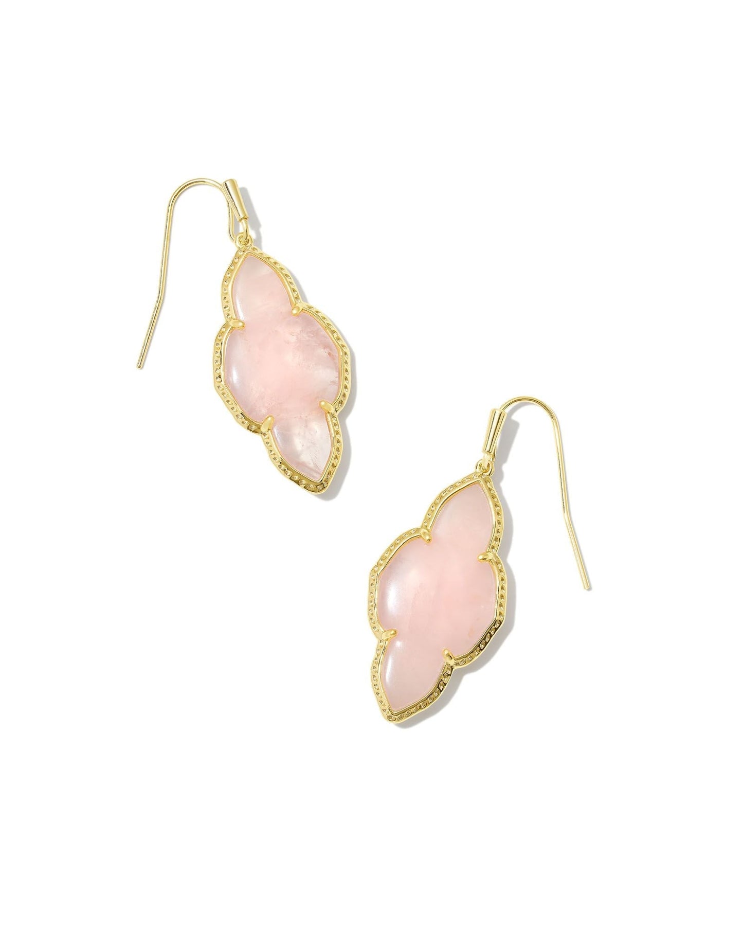 Kendra Scott Abbie Gold Drop Earrings in Rose Quartz