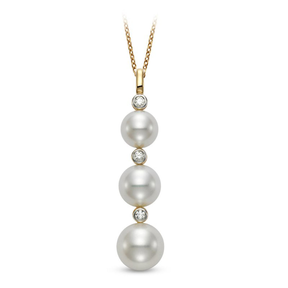 Mastoloni 18k Gold Pearl and Diamond Pendant Necklace