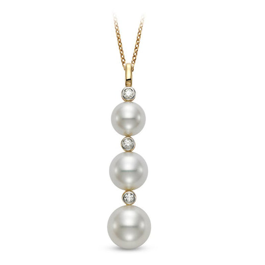 Mastoloni 18k Gold Pearl and Diamond Pendant Necklace