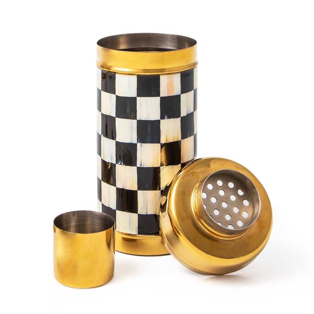 MacKenzie-Childs Courtly Check 3260 Gold Cocktail Shaker