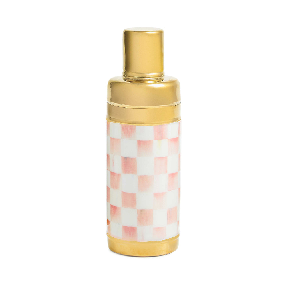MacKenzie-Childs Rosy Check 3260 Gold Cocktail Shaker