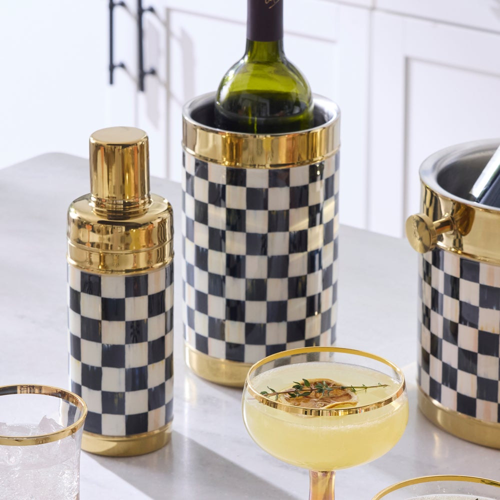 Mackenzie-Childs Courtly Check 3260 Gold Wine Cooler