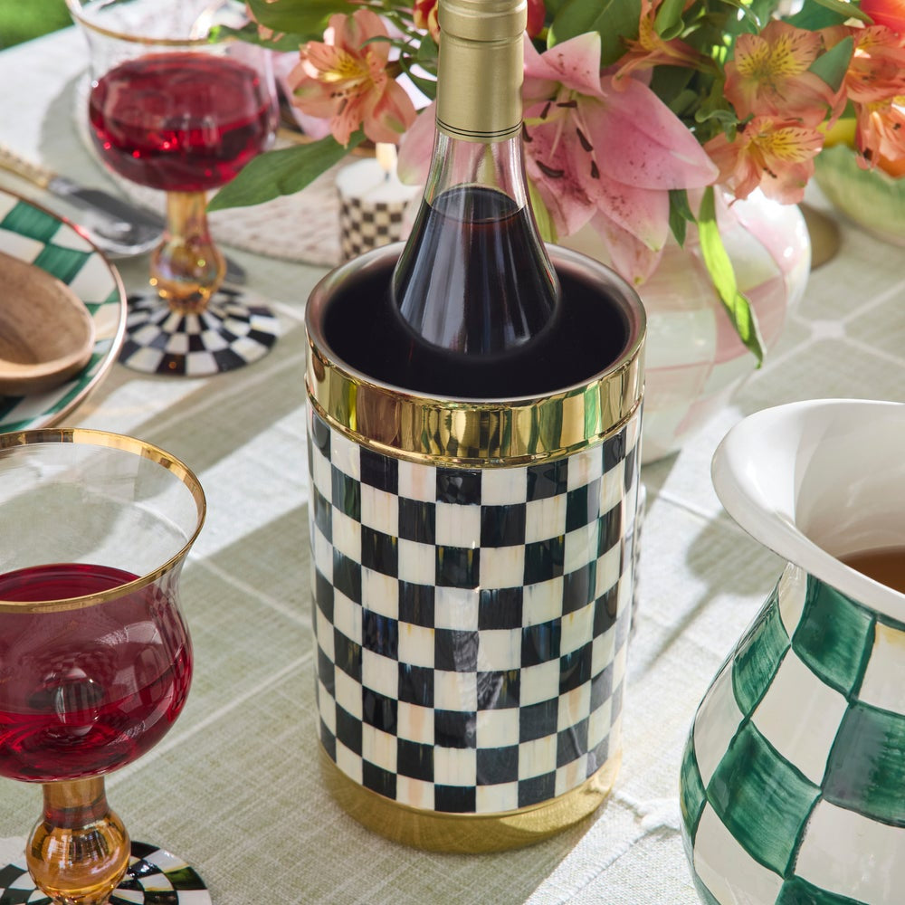 Mackenzie-Childs Courtly Check 3260 Gold Wine Cooler