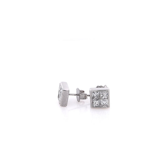 Estate 14 Karat White Gold Diamond Earrings