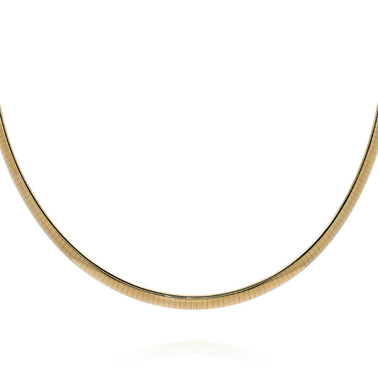 Estate 14k Yellow Gold 16" Polished 6mm Domed Omega Link Chain Necklace