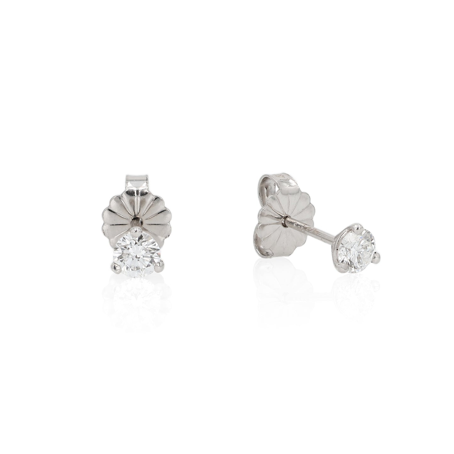 Estate 14k White Gold D.32tw E SI Diamond Stud Earrings
